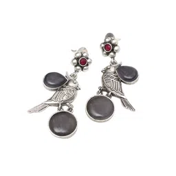 Ozanoo Silver-Plated Crystals Studded Classic Drop Earrings image 2
