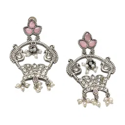 Ozanoo Silver-Plated Cubic Zirconia Contemporary Drop Earrings image 4