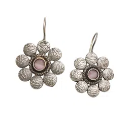 Ozanoo Silver-Plated Stone Studded Drop Earrings image 3