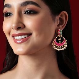 Rubans Enamelled Peacock Shaped Drop Earrings-image-22