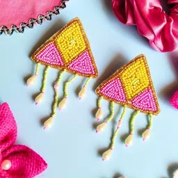 Sangria Beaded Triangular Drop Earrings image 2
