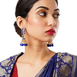 Anouk Gold-Plated Blue Dome Shaped Jhumkas Earrings-38