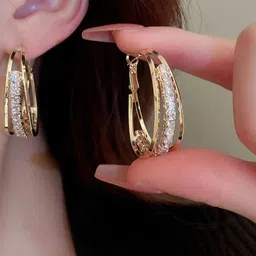 Shining Diva Fashion Gold-Plated Contemporary Half Hoop Earrings-68