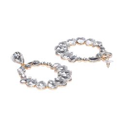 DIVASTRI Gold-Plated Artificial Stones Studded Teardrop Shaped Danglers Drop Earrings image 2