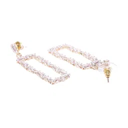 DIVASTRI Gold-Plated Artificial Stones Studed Square Drop Earrings image 4