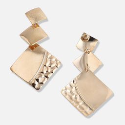 SOHI Gold-Plated Geometric Contemporary Drop Earrings image 3