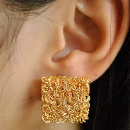 BeAbhika Square Mesh Stud Earrings image 3