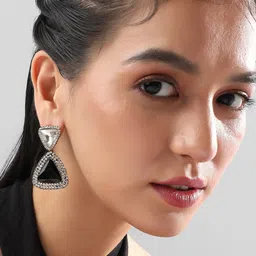 SOHI Gold-Plated Drop Triangular Shaped Drop Earrings image 5