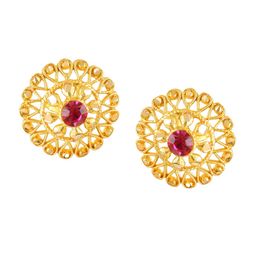 Vighnaharta Set Of 4 Gold Plated Circular Studs image 3