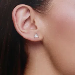 KAI JEWEL 92.5 Sterling Silver Rhodium-Plated Cubic Zirconia Triangular Stud Earrings image 2