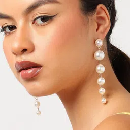 SOHI Gold-Plated Contemporary Drop Earrings-37