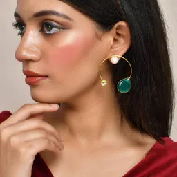Silvermerc Designs Gold-Plated Studded Contemporary Drop Earrings image 4