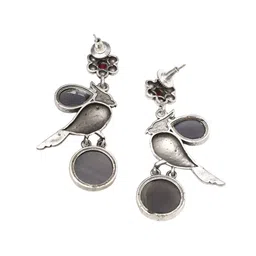 Ozanoo Silver-Plated Crystals Studded Classic Drop Earrings image 3