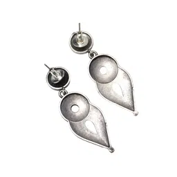 Ozanoo Silver-Plated Oxidised Classic Drop Earrings image 2