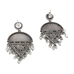 Ozanoo Silver-Plated Oxidised Classic Drop Earrings image 3