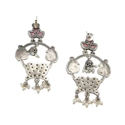 Ozanoo Silver-Plated Cubic Zirconia Contemporary Drop Earrings image 3