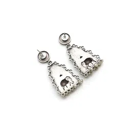 Ozanoo Silver-Plated Classic Beaded Drop Earrings image 2