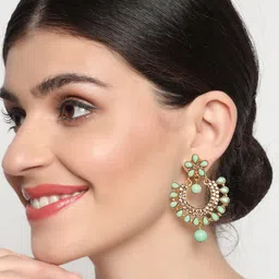 Anouk Green Gold-Plated Crescent Shaped Drop Earrings-33