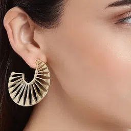 OOMPH Gold-Plated Contemporary Half Hoop Earrings-10