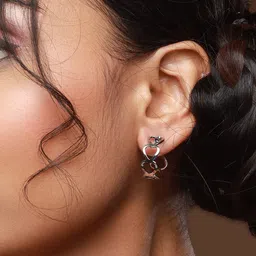 DressBerry Silver-Plated Heart Shaped Half Hoop Earrings-image-64