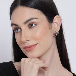 Anouk Silver Plated Floral Studs Earrings-14