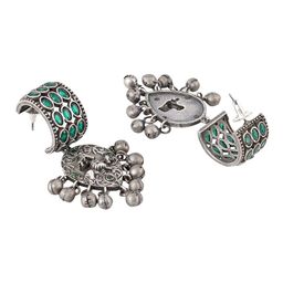 TEEJH Silver-Plated Classic Oxidised Drop Earrings image 4