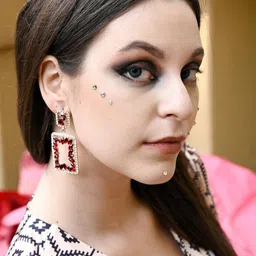 ODETTE Stone-Studded Contemporary Drop Earrings-image-36