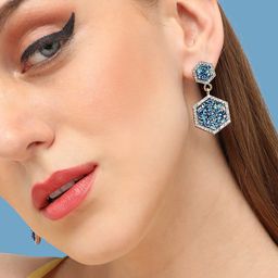 SOHI Gold-Plated Contemporary Drop Earrings-51