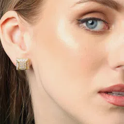 SOHI Gold-Plated Contemporary Studs Earrings-99