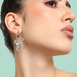 SOHI Silver-Plated Contemporary Drop Earrings-91