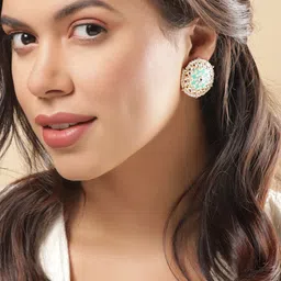 Rubans Gold-Plated Circular Shaped Stud Earrings-image-3