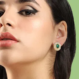 SOHI Gold-Plated Stone-Studded Studs Earrings-image-28