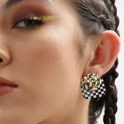 SOHI Gold-Plated Contemporary Studs Earrings-image-94