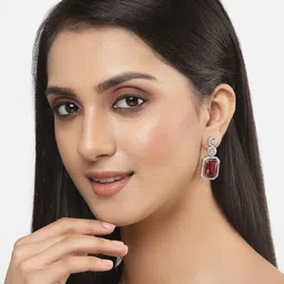 Kennice Rhodium-Plated Geometric Drop Earrings image 5