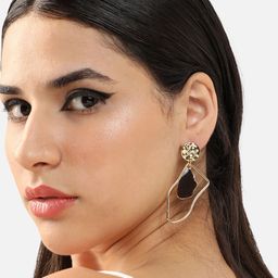 SOHI Gold-Plated Contemporary Drop Earrings-image-44