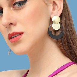 SOHI Gold Plated Contemporary Drop Earrings-53
