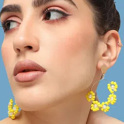 SOHI Gold-Plated Stone-Studded Hoop Earrings-image-79