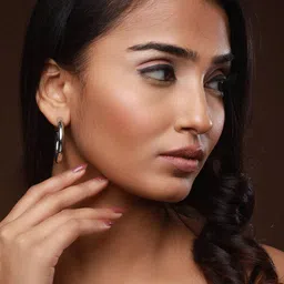 DressBerry Silver-Plated Circular Half Hoop Earrings-27