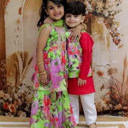 KID1 Boys Printed Regular Kurta with Pyjamas image 1