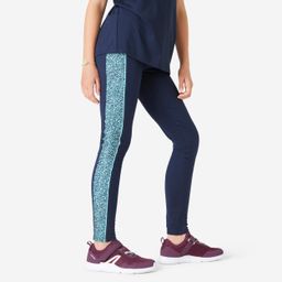 domyos Girls' High-Waisted Pocket Leggings S500 - Navy / Print-picture-38