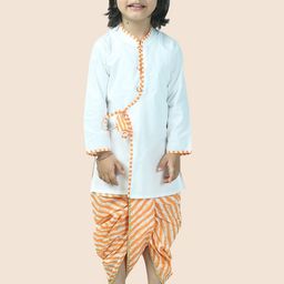 JUNITOS Boys Striped Angrakha Pure Cotton Straight Kurta with Dhoti Pants-picture-49