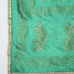 Dupatta Bazaar Green & Gold-Toned Ethnic Motifs Printed Khari Print Dupatta image 2