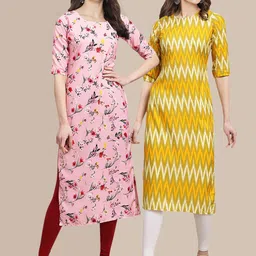 KALINI Women Pack of 2 Multicoloured Floral Printed Crepe Kurta-57
