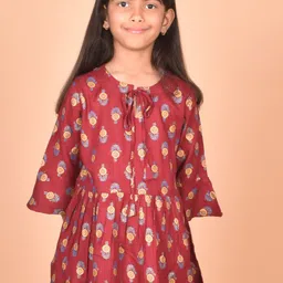 BAESD Girls Floral Printed Tie-Up Neck Gathered A-Line Top-picture-51