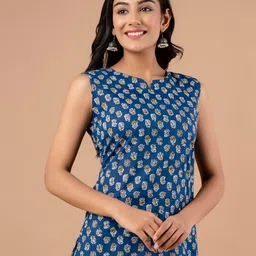 FERANOID Ethnic Motifs Printed Cotton Top-image-8