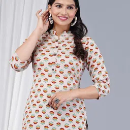 BAESD Ethnic Motifs Printed Mandarin Collar A-Line Top-picture-38