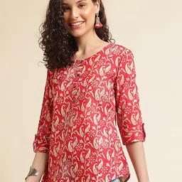 NAINVISH Floral Printed Round Neck Shirt Style Top-image-18