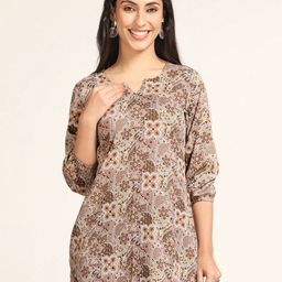 Moda Rapido Women Printed Round Neck Longline Top-image-61