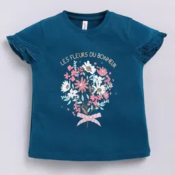 Ginie Girls Floral Printed Cap Sleeves Ruffed Top-picture-12
