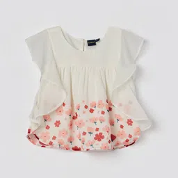 Juniors by Lifestyle Girls Floral Printed Flutter Sleeves Top-picture-29